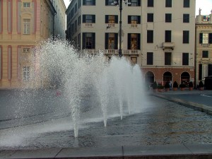 Giochi d’acqua a Piazza de Ferrari