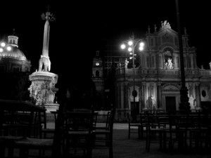 Catania di notte-Facciata del Duomo