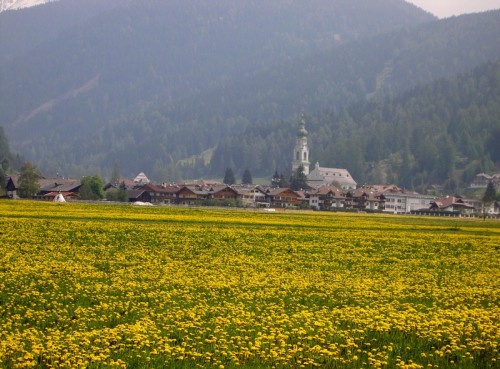 Dobbiaco - Dai campi in fiore la chiesa di Dobbiaco Dobbiaco - Dai campi in fiore la chiesa di Dobbiaco