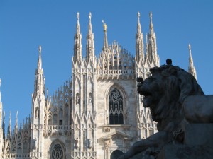 Duomo, leone e piccioni