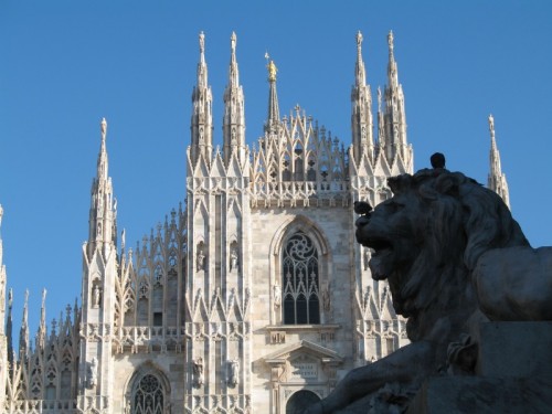 Milano - Duomo, leone e piccioni