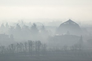 panorama di nebbia a Giavera