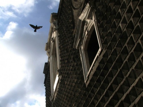 Napoli - Un colombo e la chiesa del Gesù Nuovo Napoli - Un colombo e la chiesa del Gesù Nuovo