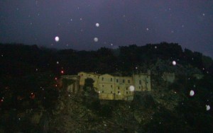 Santuario di Greccio sotto la pioggia (RI)