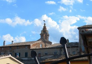 La cupola e l’originale campanile del Santuario di S.Maria Goretti