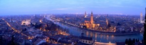 Verona - panorama serale dal Colle San Pietro