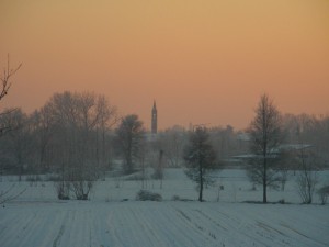 seniga: tramonto sulla neve