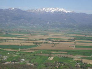 la piana dell’Agro-Reatino vista da Greccio