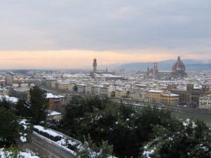 Panorama di Firenze innevata