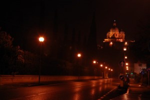 Panorama autunnale, piovoso notturno.