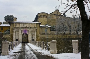 castello con neve fresca
