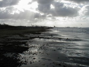 La spiaggia del Calambrone abbandonata ai marosi
