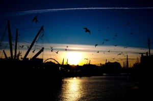 Porto Antico di Genova al tramonto