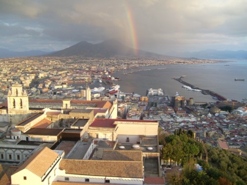 Napoli - Napoli con arcobaleno da Castel S. Elmo
