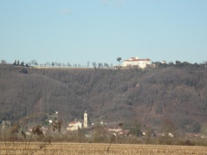 Panorama con il castello di Masino sullo sfondo