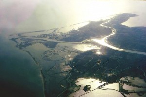 Veduta del delta del Po dall’aereo
