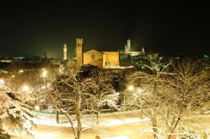 una nevicata a siena dalla fortezza