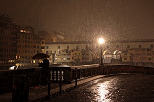 Ponte Vecchio sotto la neve