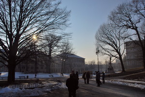 Piazza Conte di Cavour innevata