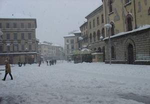 Piazza XX settembre, nevicata