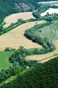 La valle reatina con il serpentone del  fiume Velino