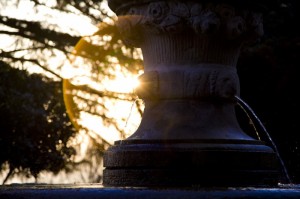 fontana in controluce