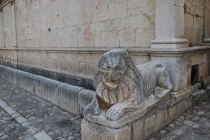 Un leone sulla  Fontana Angioina