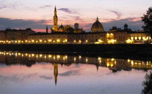 Tramonto sui lungarni fiorentini