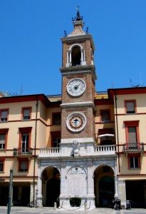 Rimini, la Torre dell’Orologio nella centrale Piazza Tre Martiri