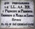 Courmayeur - a ricordo del passaggio in Courmayeur dei Principi Umberto e Maria di Savoia - Chiesa Patronale di San Pantaleone.jpg
