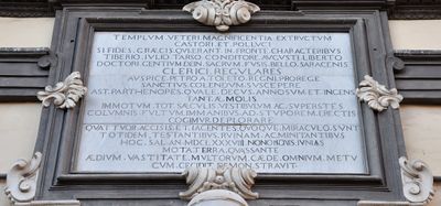 Napoli - Lapide della facciata della Basilica di San Paolo maggiore.jpg