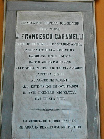 Prato - Complesso cimiteriale della Misericordia - Lapide a Francesco Caramelli.jpg