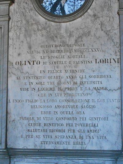 Prato - Complesso cimiteriale della Misericordia - Lapide a Olindo Di Samuele e Faustina Lorini.jpg