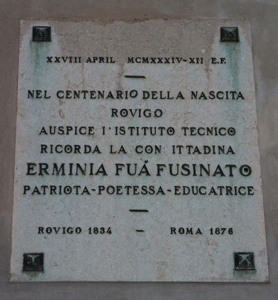 Rovigo - Erminia Fuà Fusinato - Si trova sulla Corso del Popolo all'altezza dell'Istituo per Geometri "Amos Bernini".jpg