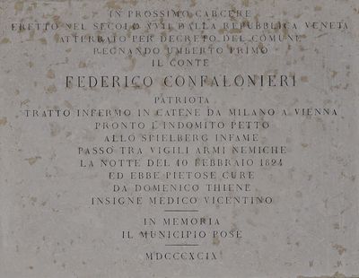 Lapide a Federico Confalonieri - Guida Vicenza Wiki