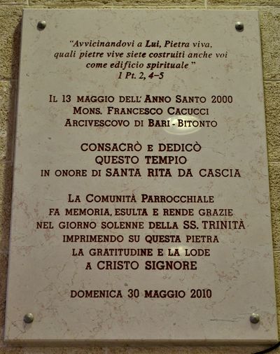 Bari - Lapide in onore di Santa Rita da Cascia.jpg