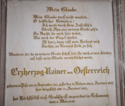 Bolzano - Lapide a Erzherzon Rainer von Oefterreich - nel Duomo.jpg