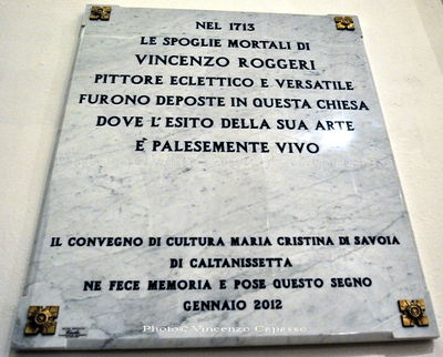Caltanissetta - Lapide a Vincenzo Roggeri - Interno Chiesa di San Domenico.jpg