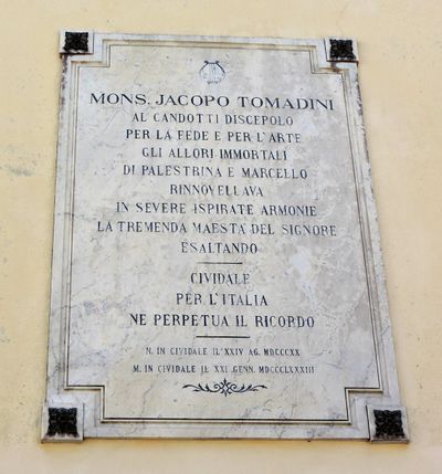 Cividale del Friuli - Lapide a Mons. Jacopo Tomadini.jpg