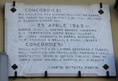 Concordia sulla Secchia - Lapide al 25 aprile 1945.jpg