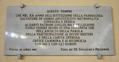 Foggia - Lapide nella Chiesa dei SS. Guglielmo e Pellegrino 2.jpg