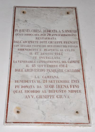 San Giovanni Rotondo - Lapide nella Chiesa di S. Onofrio.jpg
