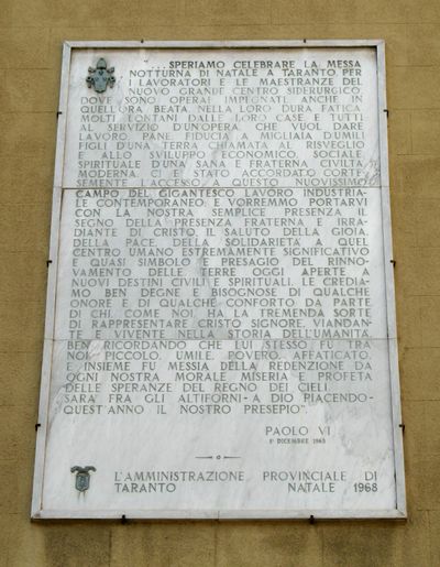 Taranto - Messaggio di Paolo VI, Natale 1968.jpg