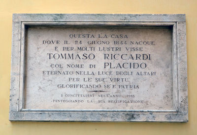 Trevi - Lapide al Beato Placido Riccardi - Abitazione in via B.Placido Riccardi n.7.jpg