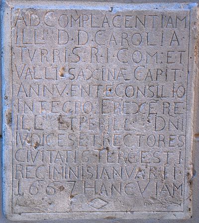 Trieste - Lapide per lavori stradali d'altri tempi.jpg